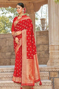 Crimson Red Banarasi Butta Saree Crimson Red Banarasi Butta Saree