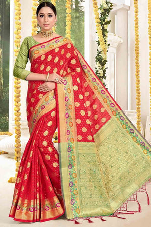 Crimson Red Banarasi Saree