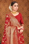 Banarasi Saree Crimson Red Printed Banarasi Saree saree online