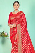 Crimson Red Small Butta Woven Banarasi Saree Banarasi Saree Crimson Red Small Butta Woven Banarasi Saree saree online