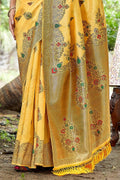 Daffodil Yellow Banarasi Saree banarasi saree for wedding