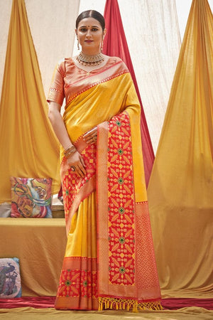 Dandelion Yellow Banarasi Saree
