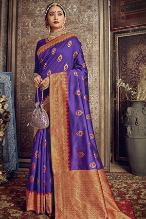Banarasi Saree Dark Lavendor Zari Woven Banarasi Saree saree online