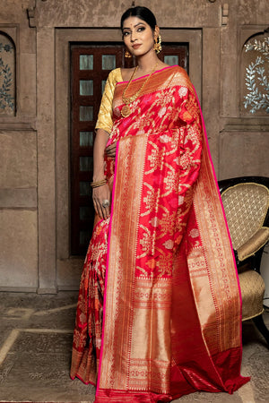 Deep Pink Banarasi Saree