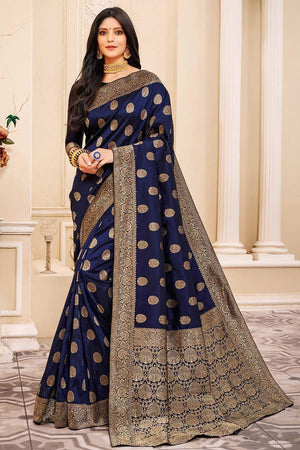 Denim Blue Banarasi Saree