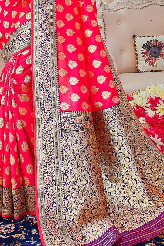 Desire Red Zari Butta Woven Banarasi Saree Banarasi Saree Desire Red Zari Butta Woven Banarasi Saree saree online