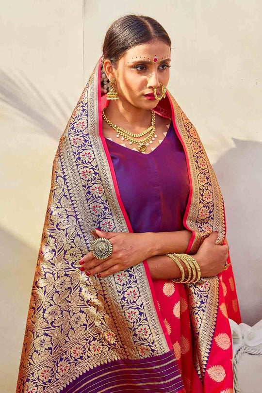 Desire Red Zari Butta Woven Banarasi Saree Banarasi Saree Desire Red Zari Butta Woven Banarasi Saree saree online