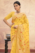 Dusky Yellow Banarasi Saree Banarasi Saree Dusky Yellow  Banarasi Saree saree online