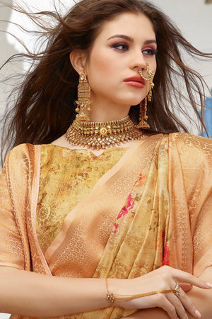 Earth Yellow Zari Woven Banarasi Saree