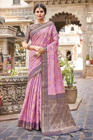 purple banarasi saree