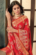 Ferrari Red Banarasi Saree silk saree