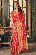 Ferrari Red Banarasi Saree banarasi silk saree