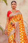 Gold Yellow Zari Butta Woven Banarasi Saree Banarasi Saree Gold Yellow Zari Butta Woven Banarasi Saree saree online