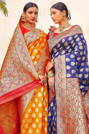 Banarasi Saree Gold Yellow Zari Butta Woven Banarasi Saree saree online