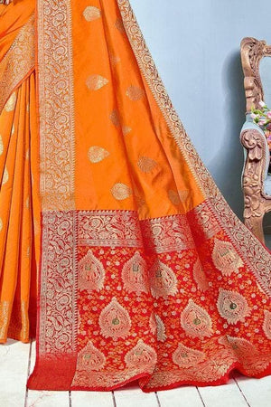 Banarasi Saree Gold Yellow Zari Butta Woven Banarasi Saree saree online