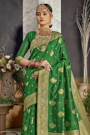 Grass Green Regal Banarasi Saree