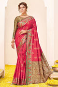 Hibiscus Pink Banarasi Saree pink saree