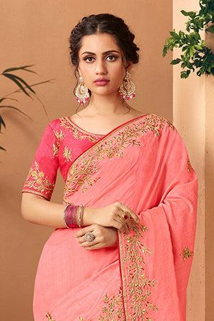 Hot Pink Beautiful Designer Banarasi Saree