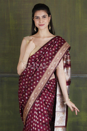 Imperial Purple Small Butta Woven Banarasi Saree
