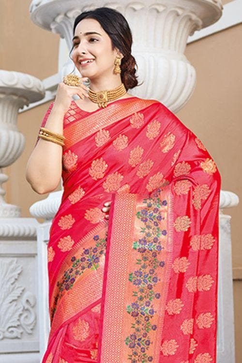 Imperial Red Zari banarasi Saree Imperial Red Zari banarasi Saree