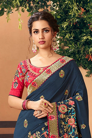 Indigo Beautiful Designer Banarasi Saree