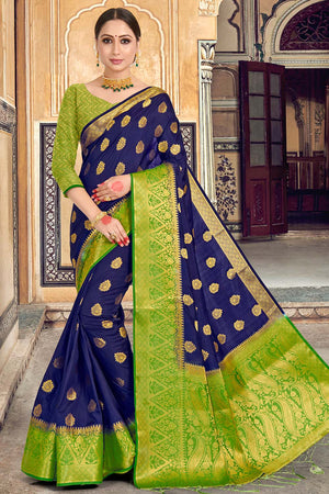 Indigo Blue Banarasi Cotton Saree
