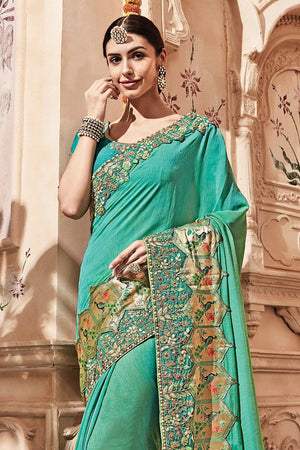 Jungle Green Banarasi Saree