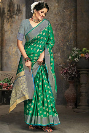 Juniper Green Banarasi Saree