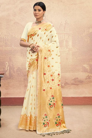 Lace White Banarasi Saree