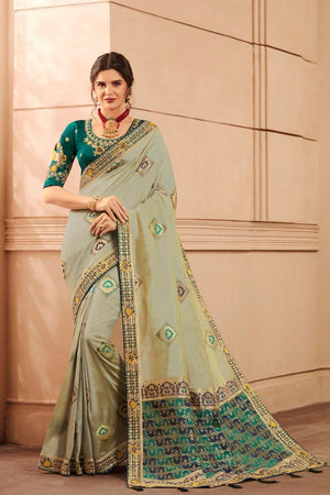 Laurel Grey Printed Banarasi