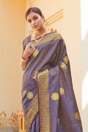 Lavender Purple Zari Woven Banarasi Saree