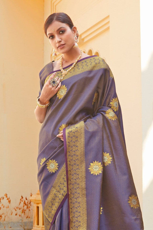 Lavender Purple Zari Woven Banarasi Saree Banarasi Saree Lavender Purple Zari Woven Banarasi Saree saree online
