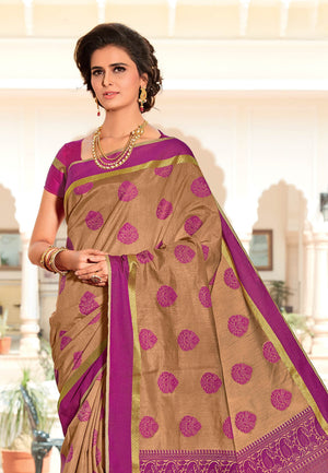 Lion Brown Zari Woven Banarasi Saree