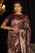Maroon Banarasi Silk Saree With Blouse Piece Banarasi Saree Magenta Banarasi Saree saree online