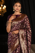 Maroon Banarasi Silk Saree With Blouse Piece Banarasi Saree Magenta Banarasi Saree saree online