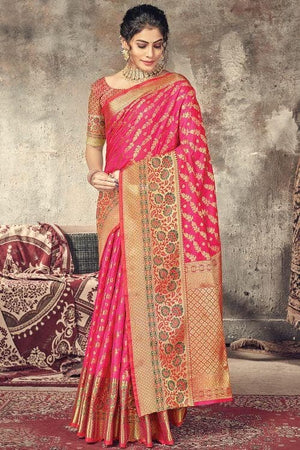 Magenta Pink Banarasi Saree