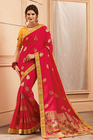 Magenta Printed Banarasi