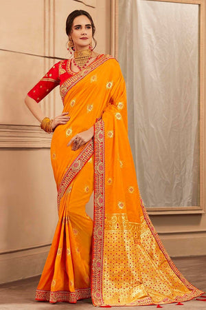Mango Yellow Printed Banarasi