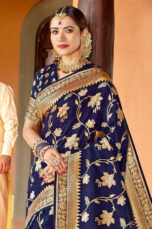 Midnight Blue Banarasi Saree