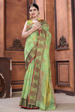 Mint Green Banarasi Saree