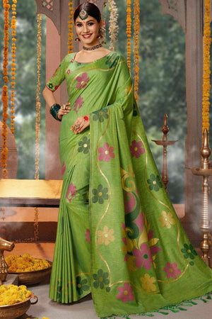 Moss Green Jacqaurd Banarasi Saree