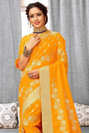 Mustard Yellow Banarasi Saree