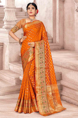 yellow banarasi saree