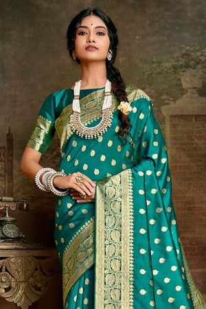 Ocean Blue Banarasi Saree