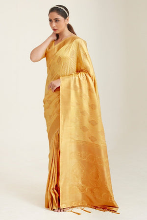 Old Gold Zari Butta Woven Banarasi Saree