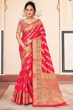 Peach Banarasi Saree