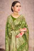 Banarasi Saree Pear Green Printed Banarasi Saree saree online