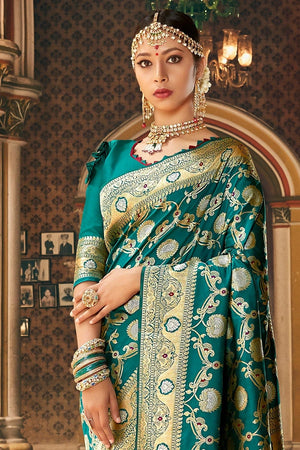 Pine Green Banarasi Saree