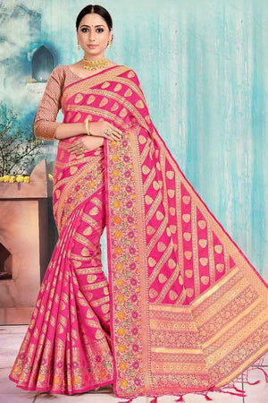 Punch Pink Banarasi Saree