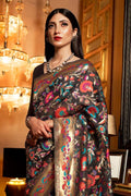 Raven Black Banarasi Saree Buy Raven black banarasi saree online at best price - Karagiri
